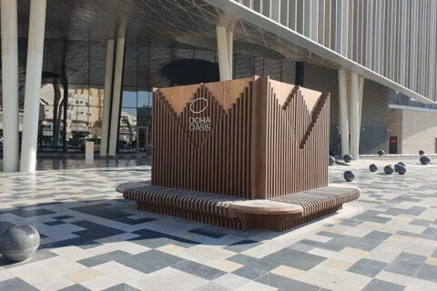 Flue Pipe Wall Cladding & Bench at Doha Oasis